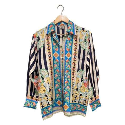 versus versace printed silk blouse|Versus Versace Multicolor Printed Silk Button Front Blouse M.